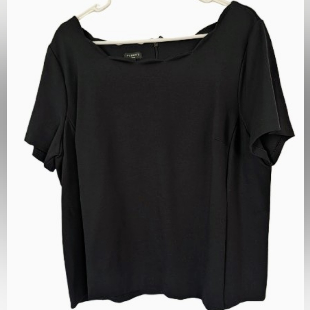 Talbots Black Jersey Short Sleeve Blouse 2X